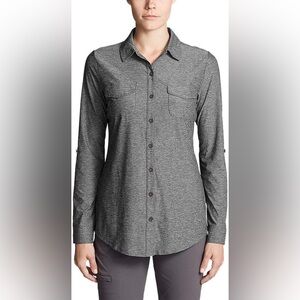 NWOT - Eddie Bauer Infinity Long-Sleeve Buttondown Shirt in Dark Smoke - Size XL